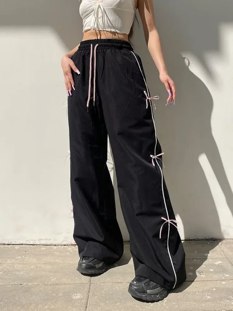 هوتشو Y2k 2000s خمر فضفاض Sweatpants امرأة الكورية موضة Harajuku السراويل المتضخم الشارع الشهير عادية Gyaru بنطلون الانحناء