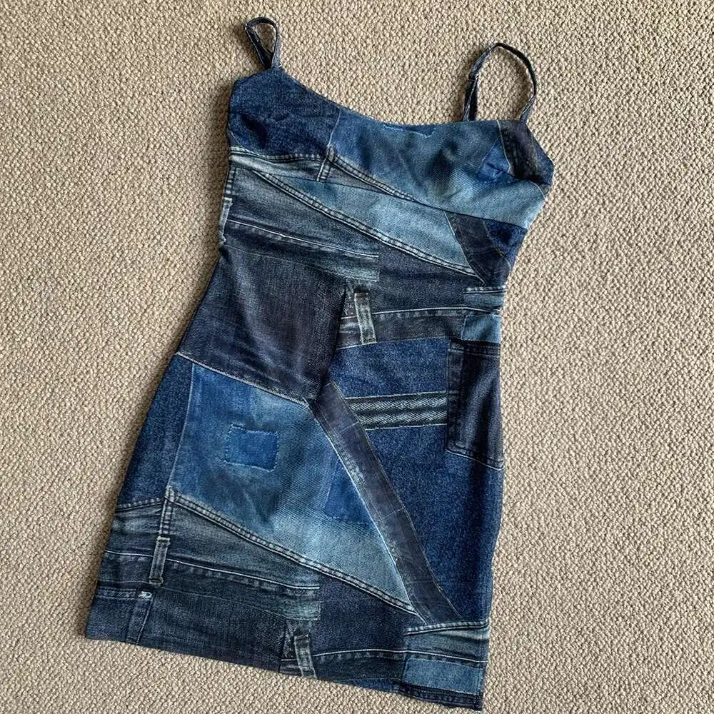 Estilo dopamina americano y2k picante menina dupla camada alta malha elástica envoltório hip vestido fino estilingue high street vestido curto 7dni