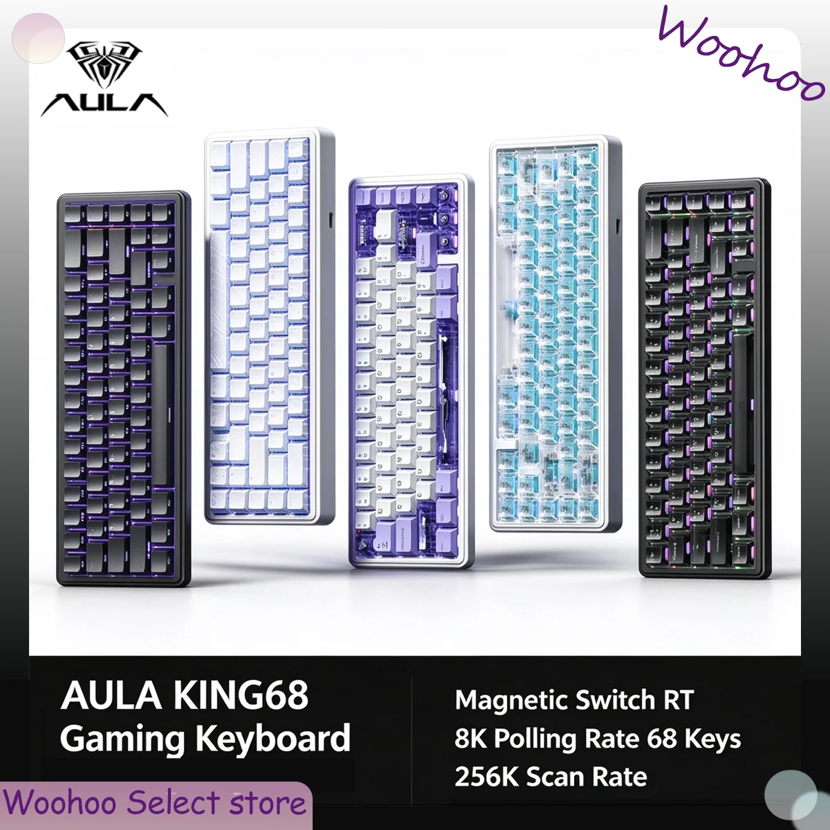 AULA King68 Inductive Axis Keyboard RT0.01 Low Latency 8K Polling Rate Gasket Structure Full Key Hot Swappable Gaming Keyboard