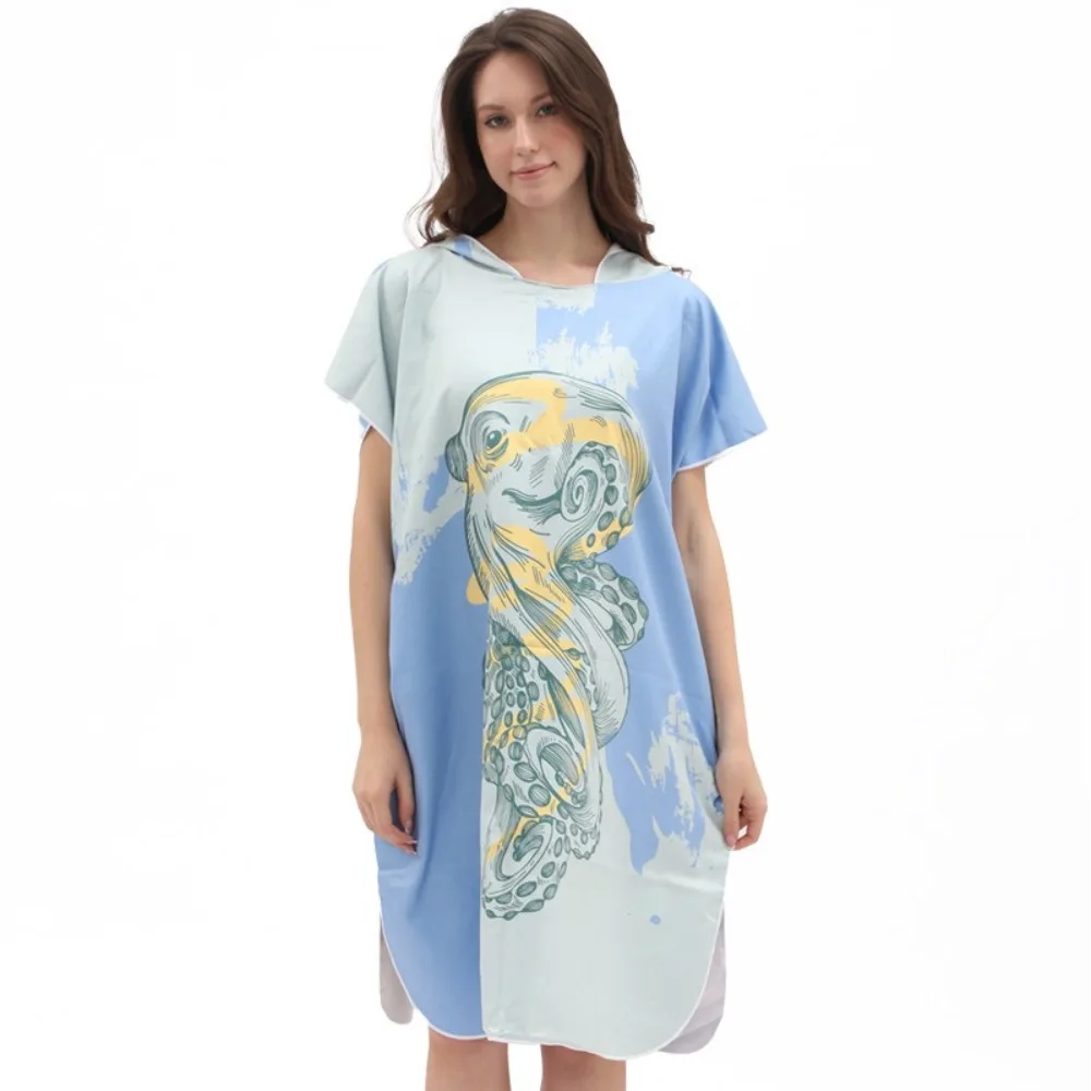 Flamingo Woman Bathrobe 31.5x39inch Wearable Quick-dry Loose Microfiber Bath Towel Outdoor Camping Fitness Swim Beach Towel