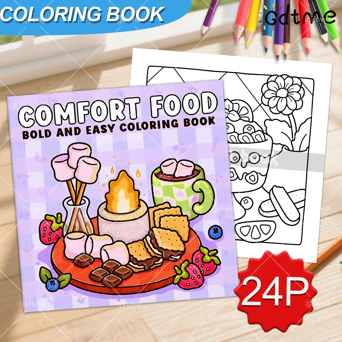 الراحة الغذاء الجريء وسهل كتاب التلوين للكبار 24 صفحة تخفيف التوتر قتل الوقت دهان داي رسم كتاب لعبة تعليمية للأطفال