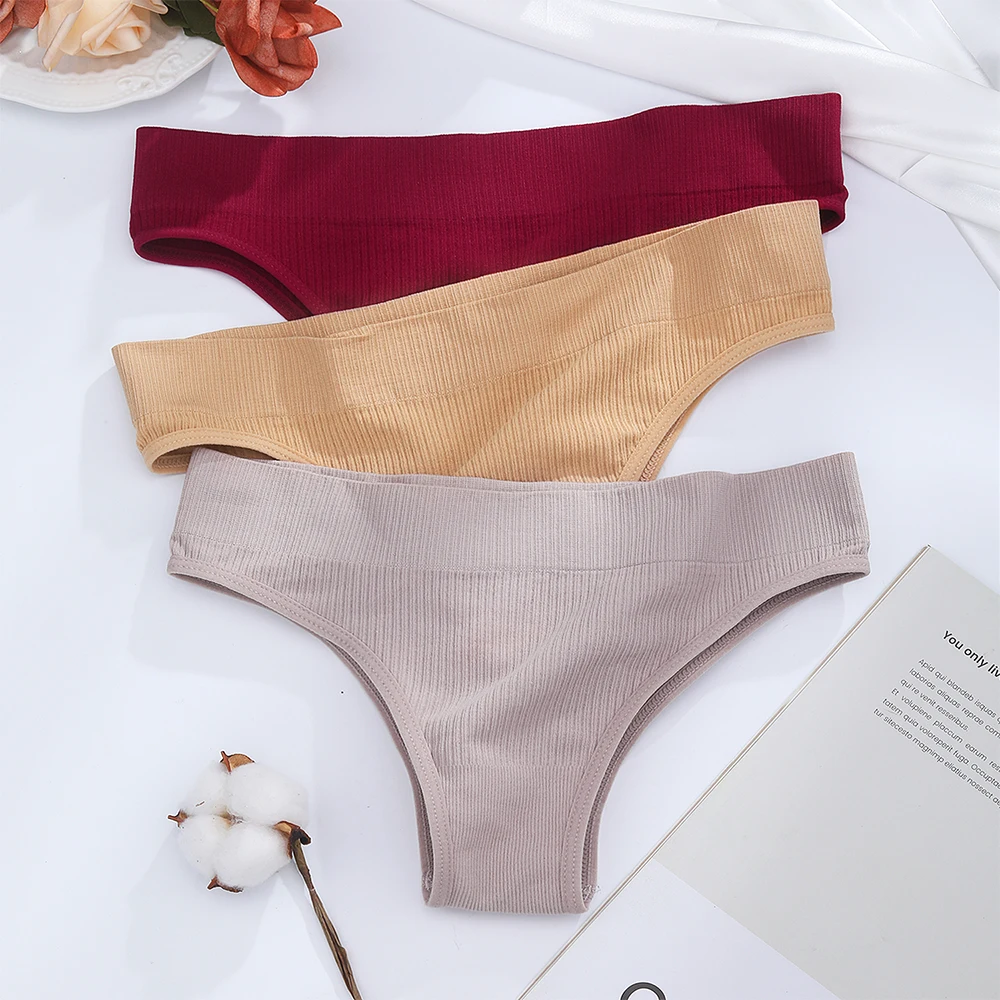 Women Sexy Cotton Brazilian Panties Thong Solid Color Underwear Low Rise Female Soft Intimates Lingerie