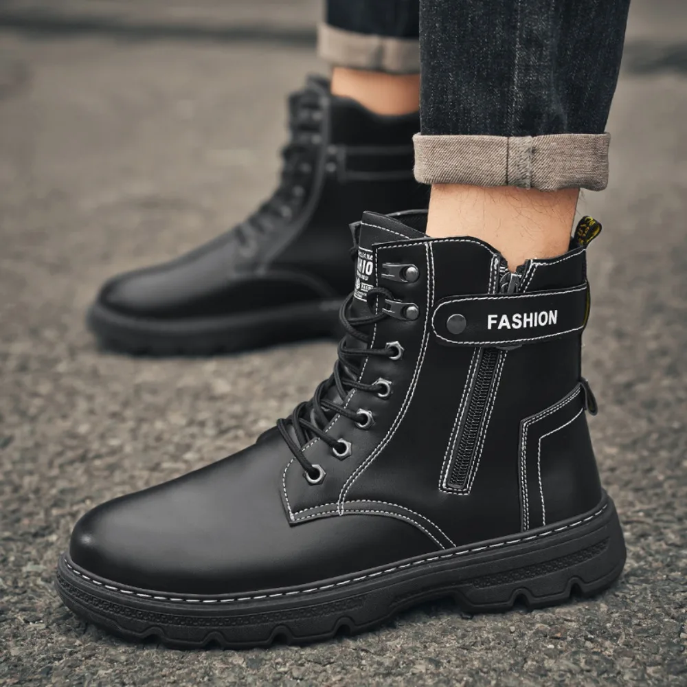 Men's British Casual Boots Four Season New Soft-Sole Anti-Slip High-Top Boots Fashion Youth Outdoor Comfort Sports Tooling Boots