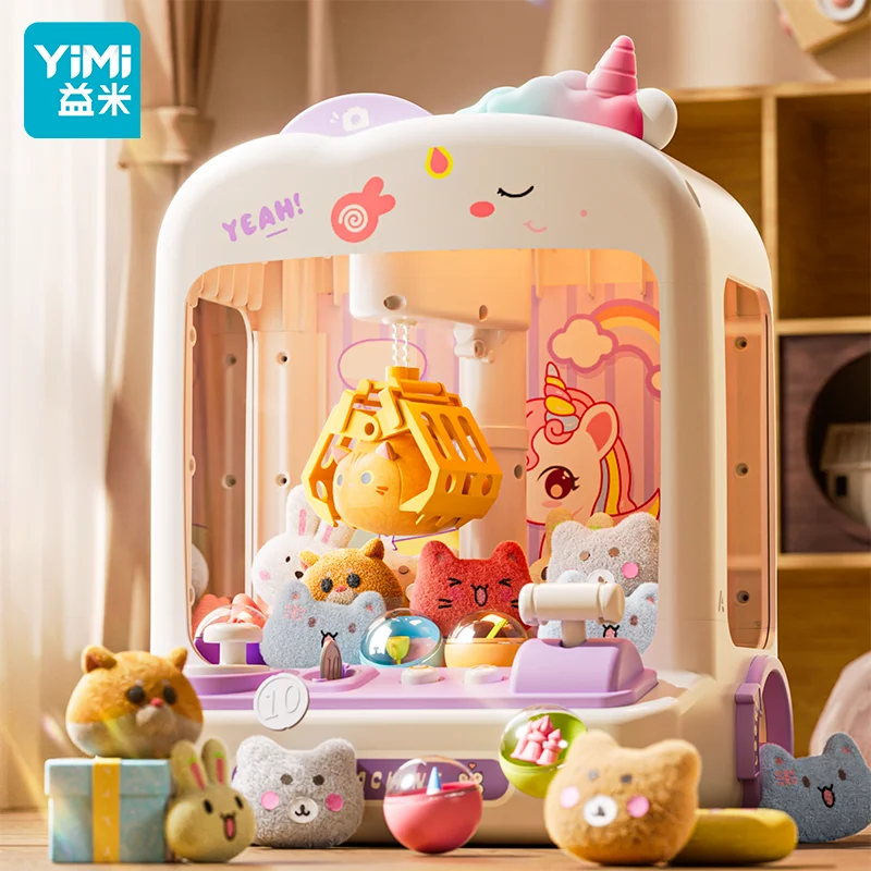 55 peças mini máquina de garra para crianças, máquina de venda automática com som de luzes, dispensador de prêmio eletrônico para crianças meninas, jogo de brinquedos de garra