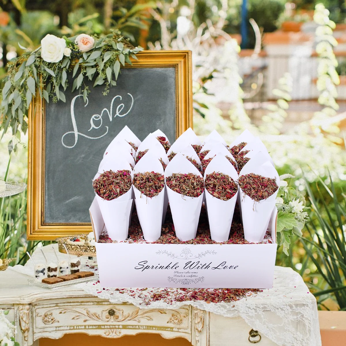 20/30 Holes Wedding Confetti Cones Holder Stand Support Wedding Cones Kraft Paper Rose Flower Confetti Tray Cone Wedding Decor