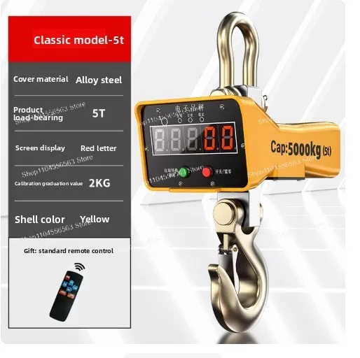

Цифровые крановые весы 5T, портативные промышленные подвесные весы с беспроводным пультом дистанционного управления, дисплей с алюминиевым корпусом
