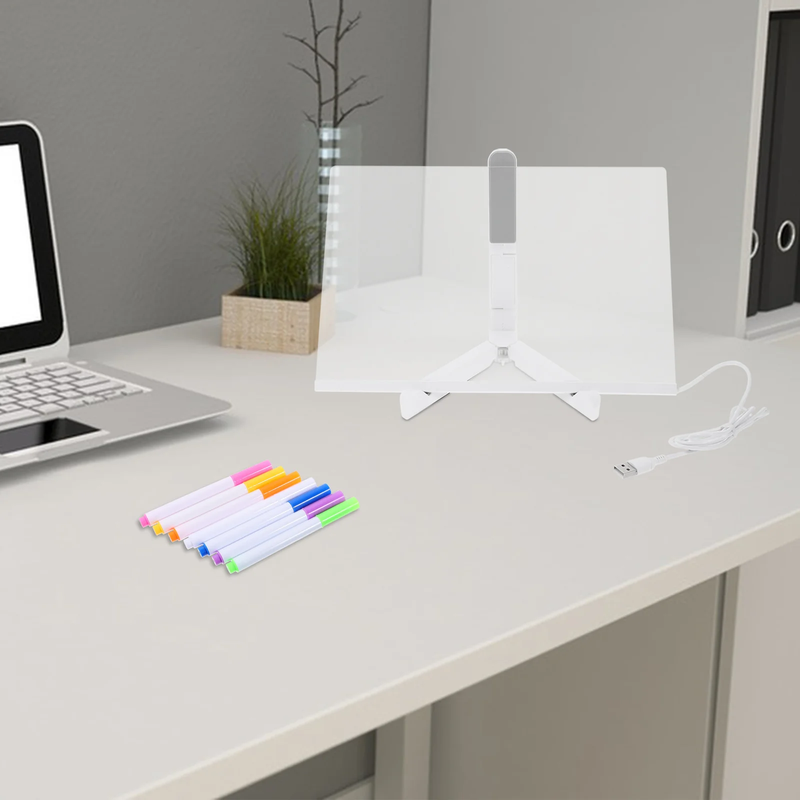 1 مجموعة Usb مضيئة الاكريليك لوح كتابة واضح رسالة المجلس لمكتب المنزل سطح المكتب مذكرة الطلاب متعددة الوظائف قابل للمسح Pp #5