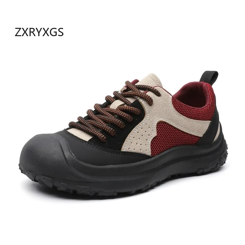 ZXRYXGS High Quality Cow Suede Mesh Women Sneakers Flat 2024 New Breathable and Comfortable Casual Sneakers Women Trend Shoes