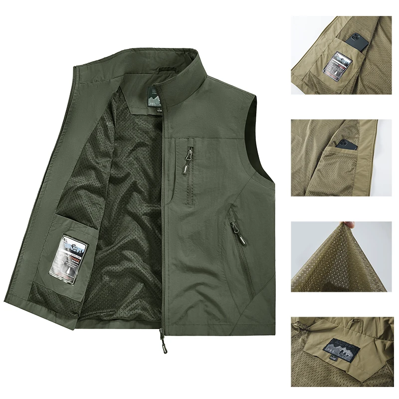 Men's Outdoor Vest, New Autumn Winter Multi-Pocket Waistcoat, Loose Plus Size Casual Workwear Gilet for Middle-aged