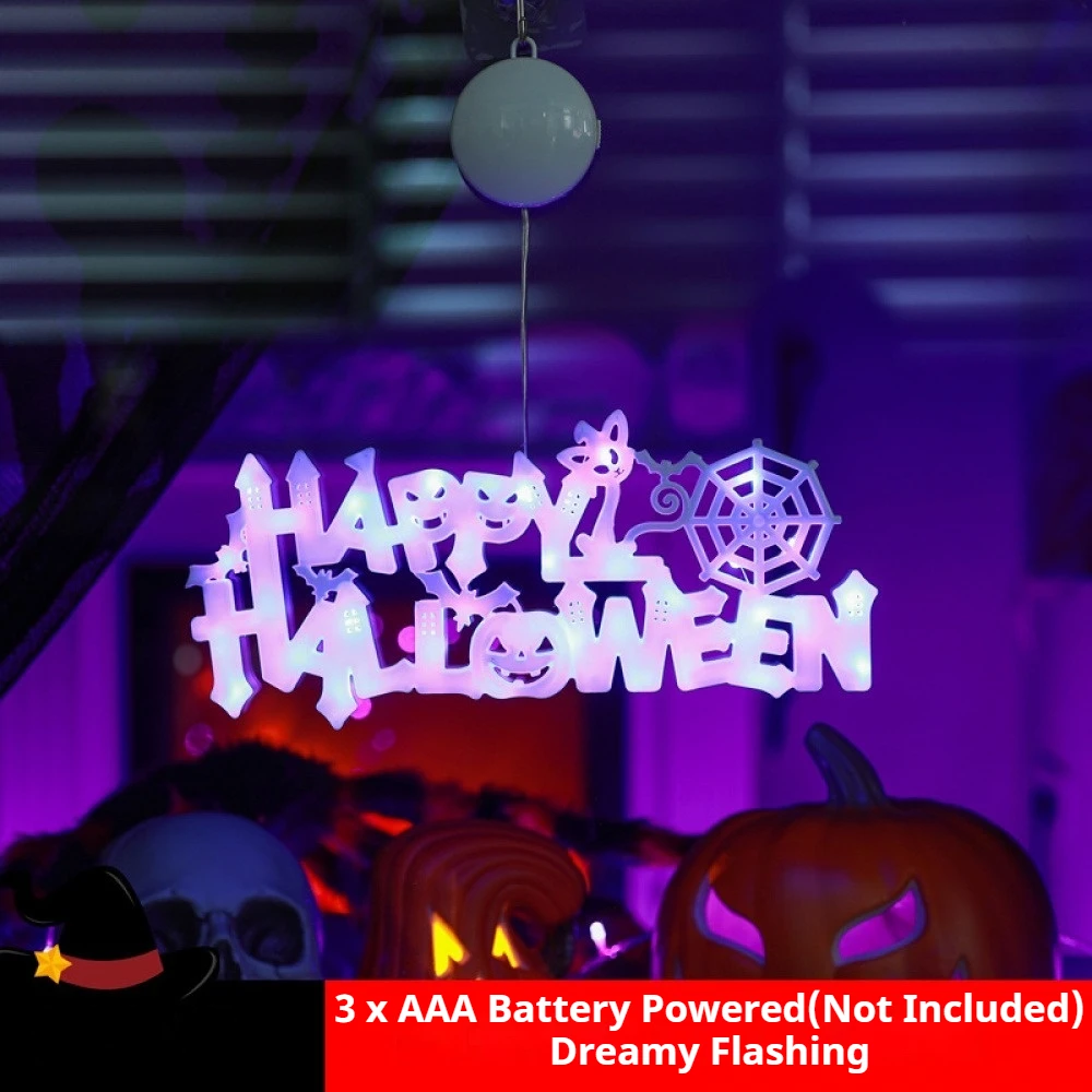 

Halloween Hanging Light Happy Halloween Sign Decorative Lights USB Battery Operated for Indoor Home Party Holiday Decorations