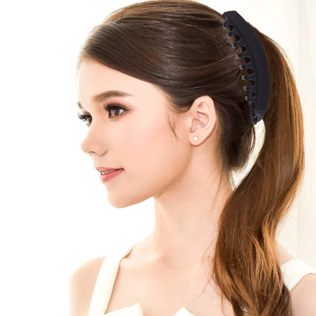 

10Pcs Fishtail Banana Clamps Large Size Hair Clips Strong Hold Spring Design Fashionable Plastic Hair Accessories for Daily