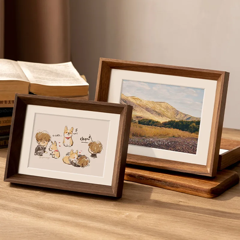 Wood Photo Frame Photo Mounting 6/7/8/10/A4 Inch Painting Frame Mounting Commemorative Gift Artwork Display Frame for Home Décor