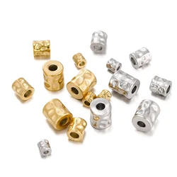 5Pcs/lot Stainless Steel Cylinder Tube Bead Gold Plated Spacer Dot Bead for Bracelet Friendship DIY Jewelry Making Necklace Seed