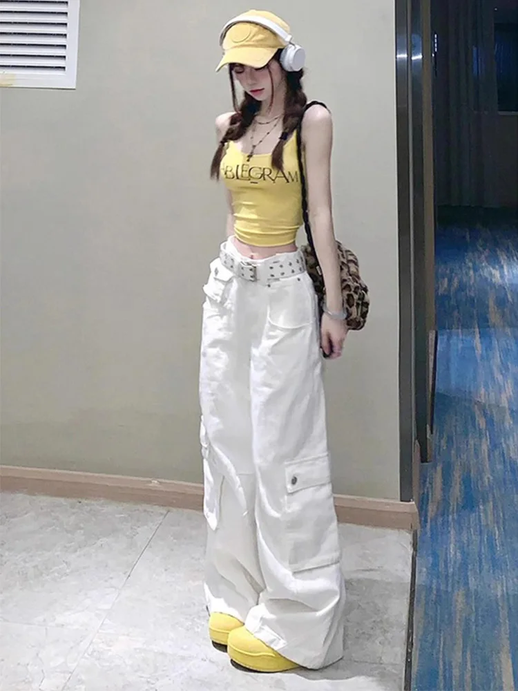 Amerikaanse High Street Casual werkbroek Dames Lente Zomer Nieuw ontwerp Zware multi-ket losse broek met wijde pijpen