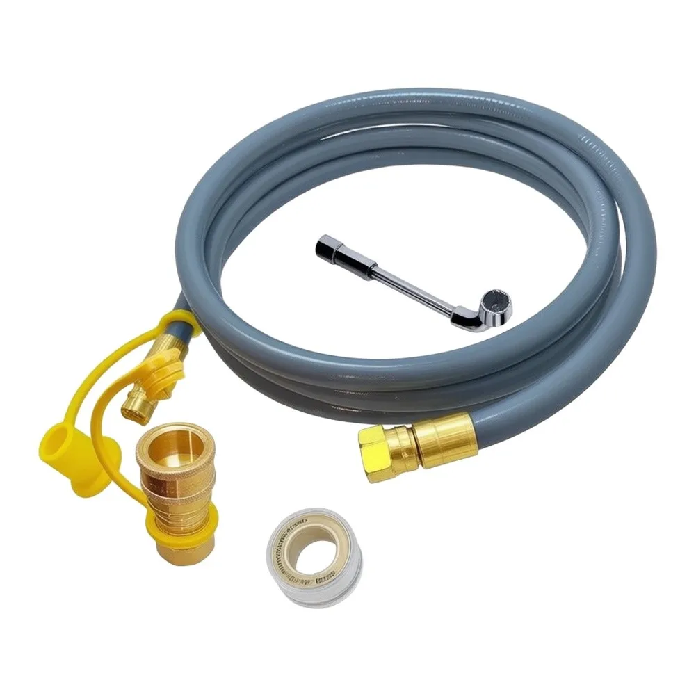 Propane Hose Assembly 10FT 3/8 Inch with Connector and Wrench for Outdoor BBQ Grills Camping Stoves and RV Propane Fuel Delivery