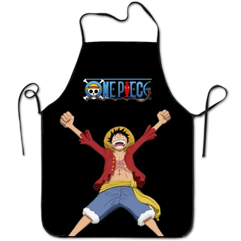 One Pieces Luffy Apron Printed Cartoon Anime Apron Kitchen Cuisine Cooking Baking Household Cleaning Originality Adult Unisex