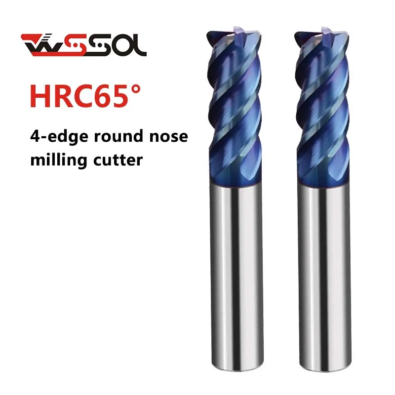 

HRC65 carbide round nose cutter high hardness nano coating end mill tungsten carbide round nose milling cutter 1R0.2mm-16R1mm