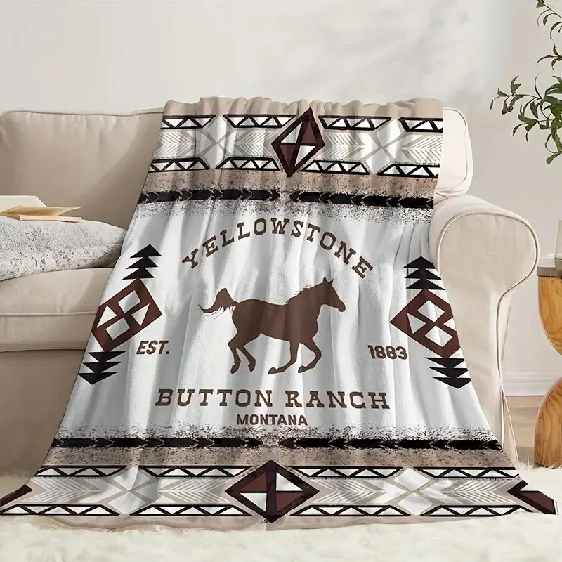 Retro Southwest Bohemian-style Blanket - Designed By The Button Ranch in Montana, Yellowstone Park, 1885