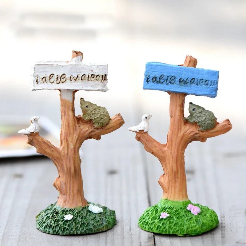 1PC Bird Signpost Animal Miniature Fairy Garden Home Houses Decoration Mini Craft Micro Landscaping Decor DIY Accessories