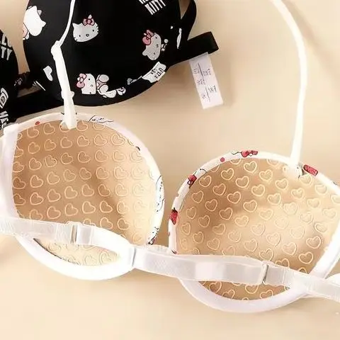 Hot Y2K Hello Kitty 2Pcs Women Underwear Set new Cartoon image Kawaii Strapless Underwear Girls Anime  Sweet Low-Waist Underwear