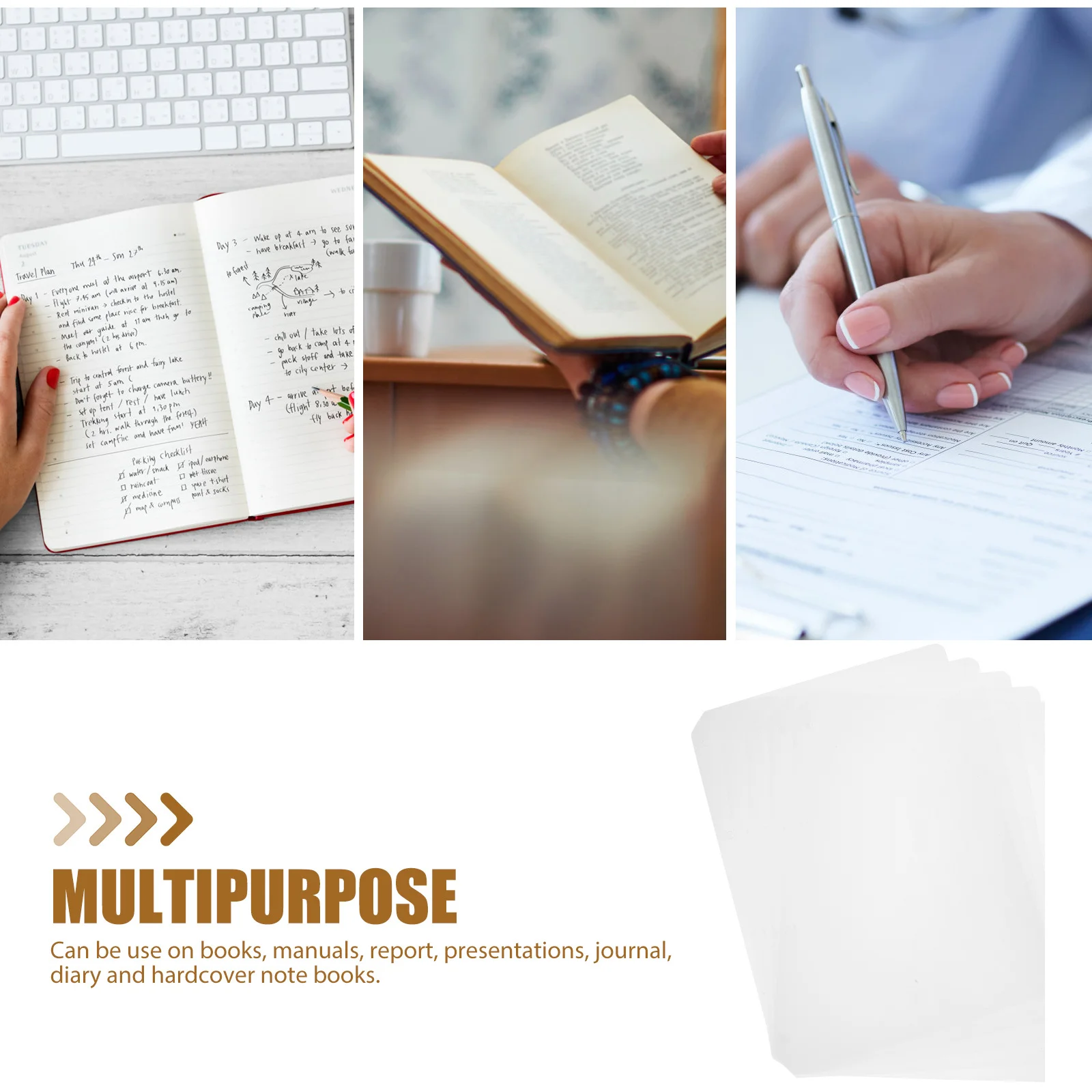 

5pcs A4 Binder Dividers Clear Pp Material Detachable Tabs For Notebook Index Divider Transparent Bookmark Separator Folder