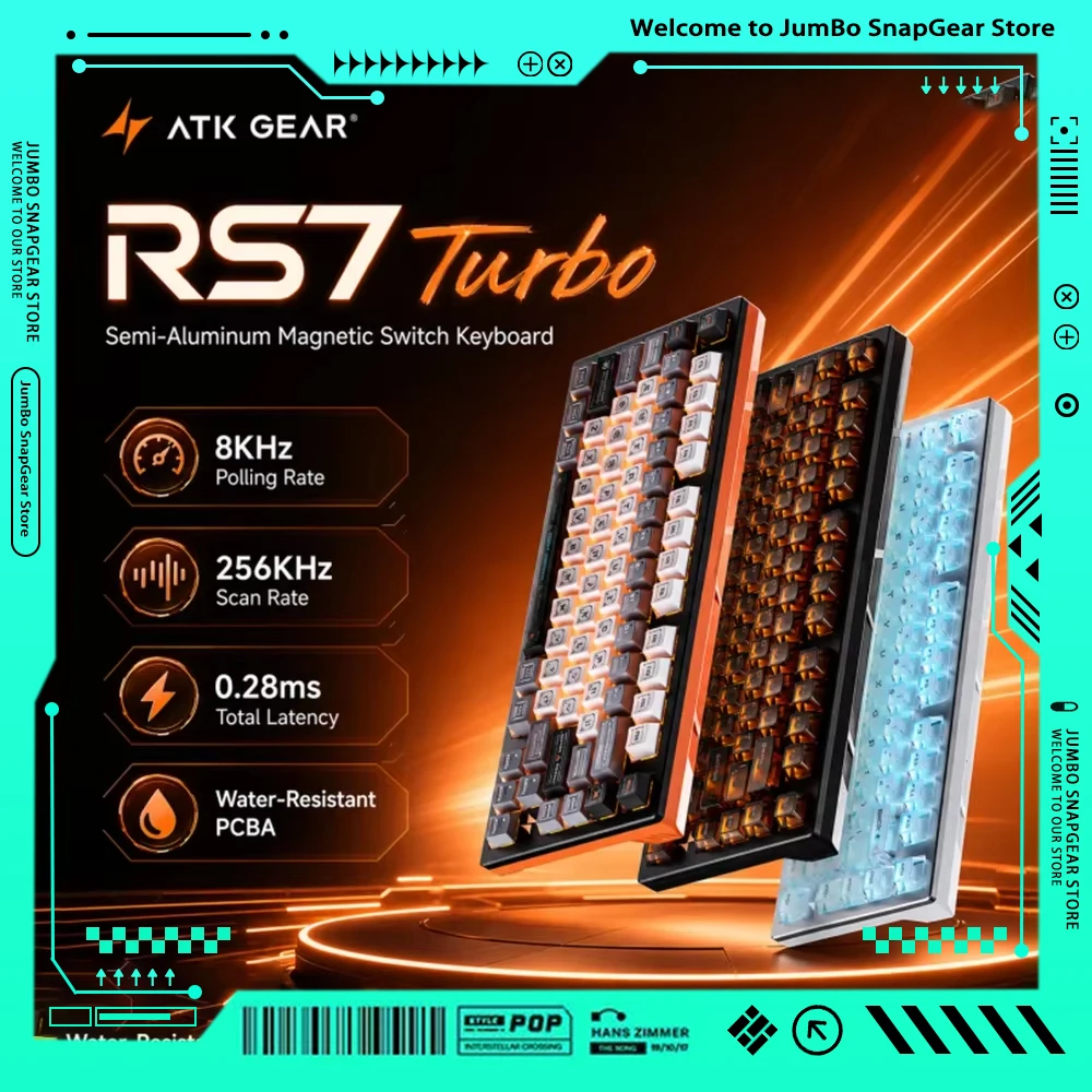 ATK RS7 Turbo ESports Hall Effect Mechanical Keyboard E-Sports Game CNC Aluminum Key Cap Customized Switches Hot Swap 75% Layout