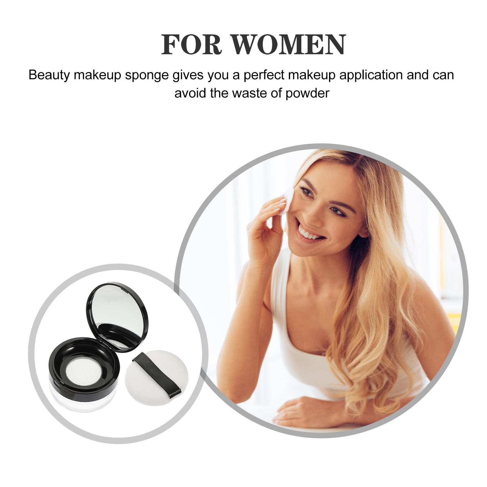 

2pcs Portable Powder Box 20g Elastic Mesh Mirror Loose Travel Makeup Container Empty Body Powder Puff Plastic Foundation Case