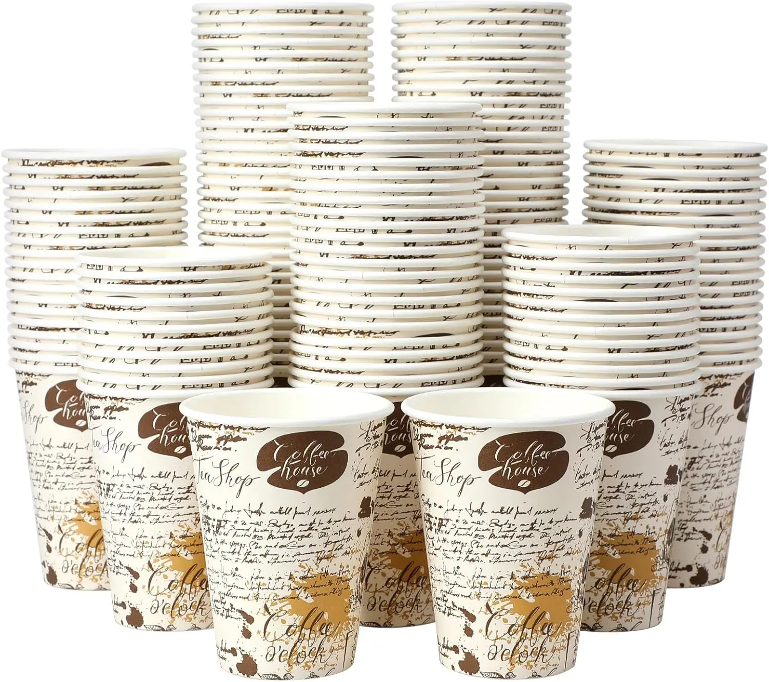 

Coffee Cups 12 oz 240 Pack, Leak-Proof Disposable Paper Cups with Retro Design, for Hot/Cold Beverages, Ideal for Party,