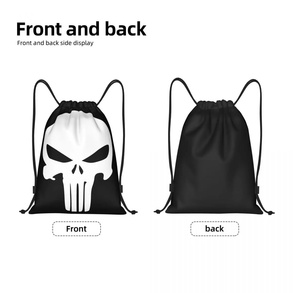 Custom Punisher Skeleton Drawstring Bag for Shopping Yoga Backpacks Women Men Skull Sports Gym Sackpack