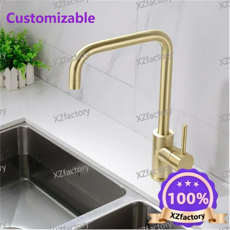

Supply 2026 Bestseller Nordic Brushed Gold & Rose Gold 7-character Pipe 304 Stainless Steel Hot and Cold Kitchen Water Tap