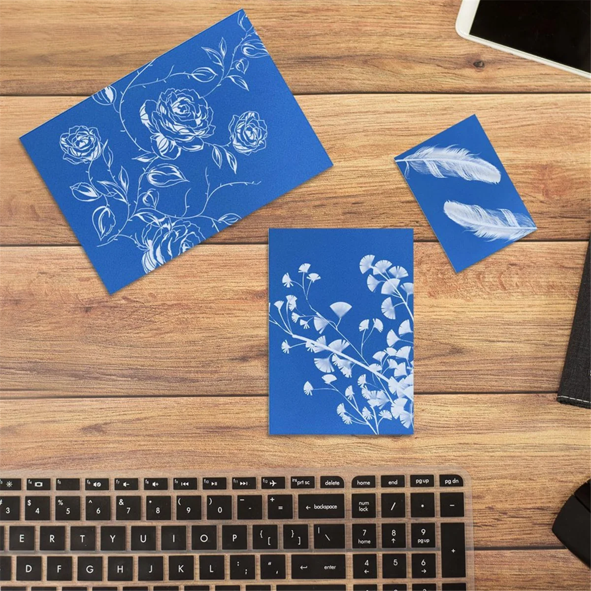 

A72P 30 листов солнечной бумаги для печати, набор цианотипной бумаги A4 A5 A6 с 3 акриловыми панелями, чувствительная солнечная бумага для печати и рисования