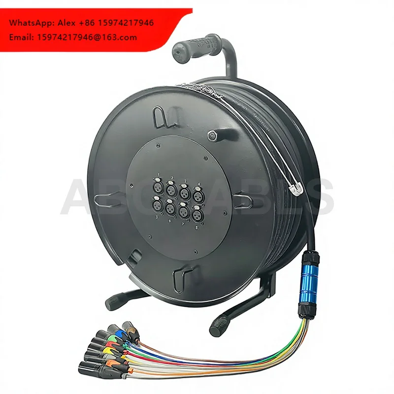 ABCCABLS 8-Channel Color-Coded XLR Multicore Audio Cable Reel, 8 Way Stage Snake Cable With Color Marked Connectors