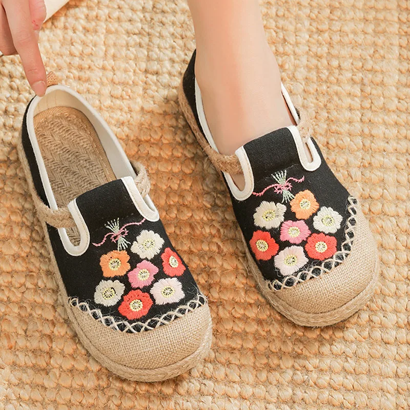 

Women Cozy Linen Sandals Cute Ethnic Flavor Fisherman Shoes Comfy Beach Sandals Breathable Loafers