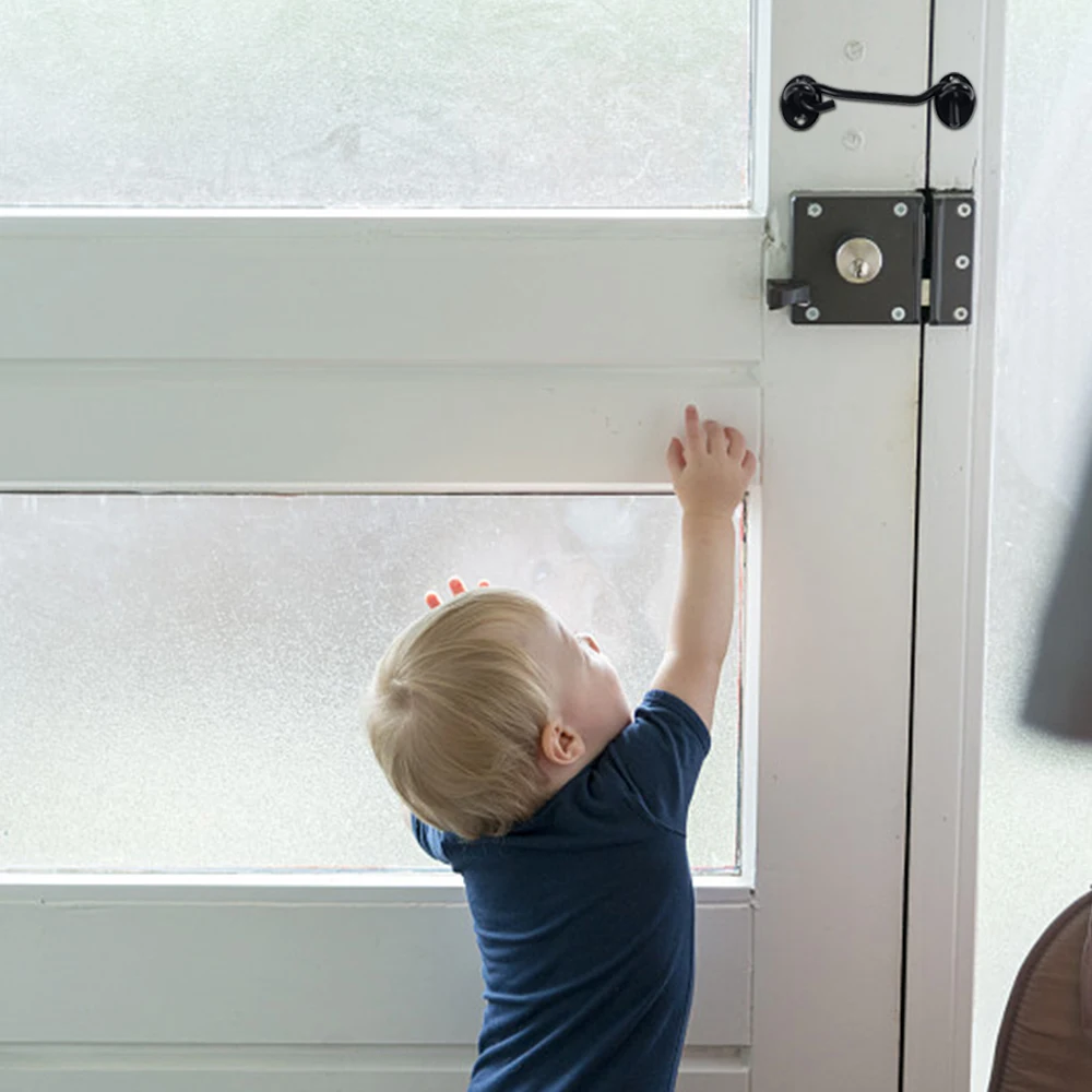 2 uds 3 pulgadas gancho de cabina gancho negro pestillo de ojo cerradura de ventana de acero inoxidable gancho de puerta pestillo pestillos de gabinete para puerta