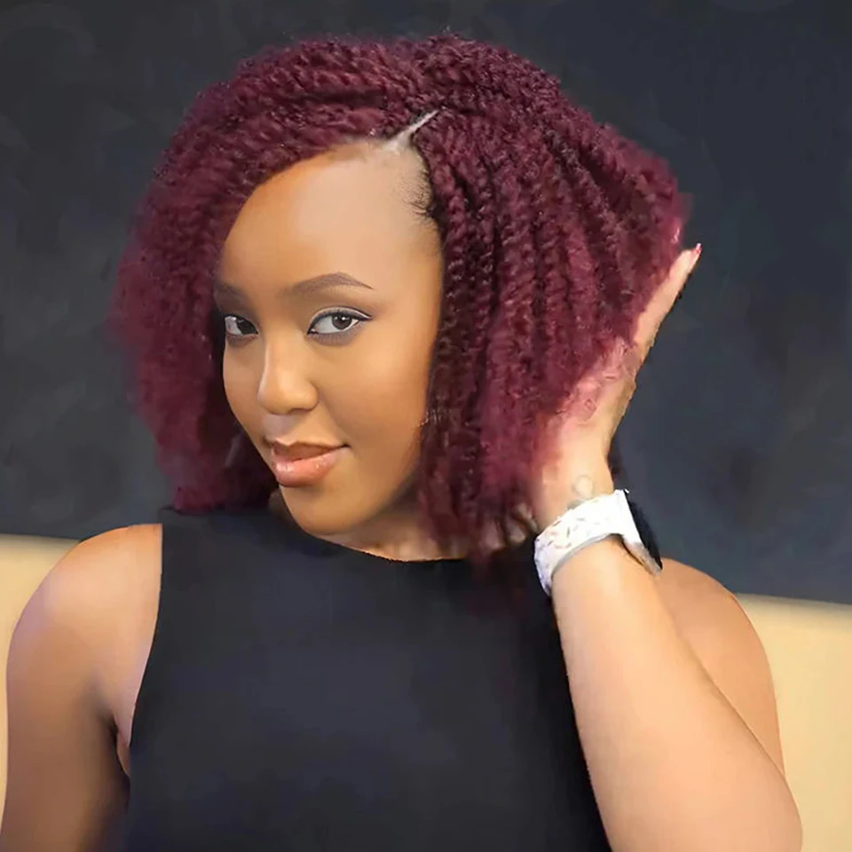 Sleek Peruvian Tight Afro Kinky Bulk Hair 100% Human Hair For Dreadlocks Twist Braid QVR Red 99J Hair Extension Lightweight