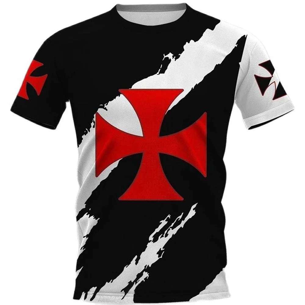 New Hot Fashion Vintage Templar 3D Printed Men's T-shirt Round Neck O Neck Casual Street Clothing Couple T-shirt Short Sleeve To image 2