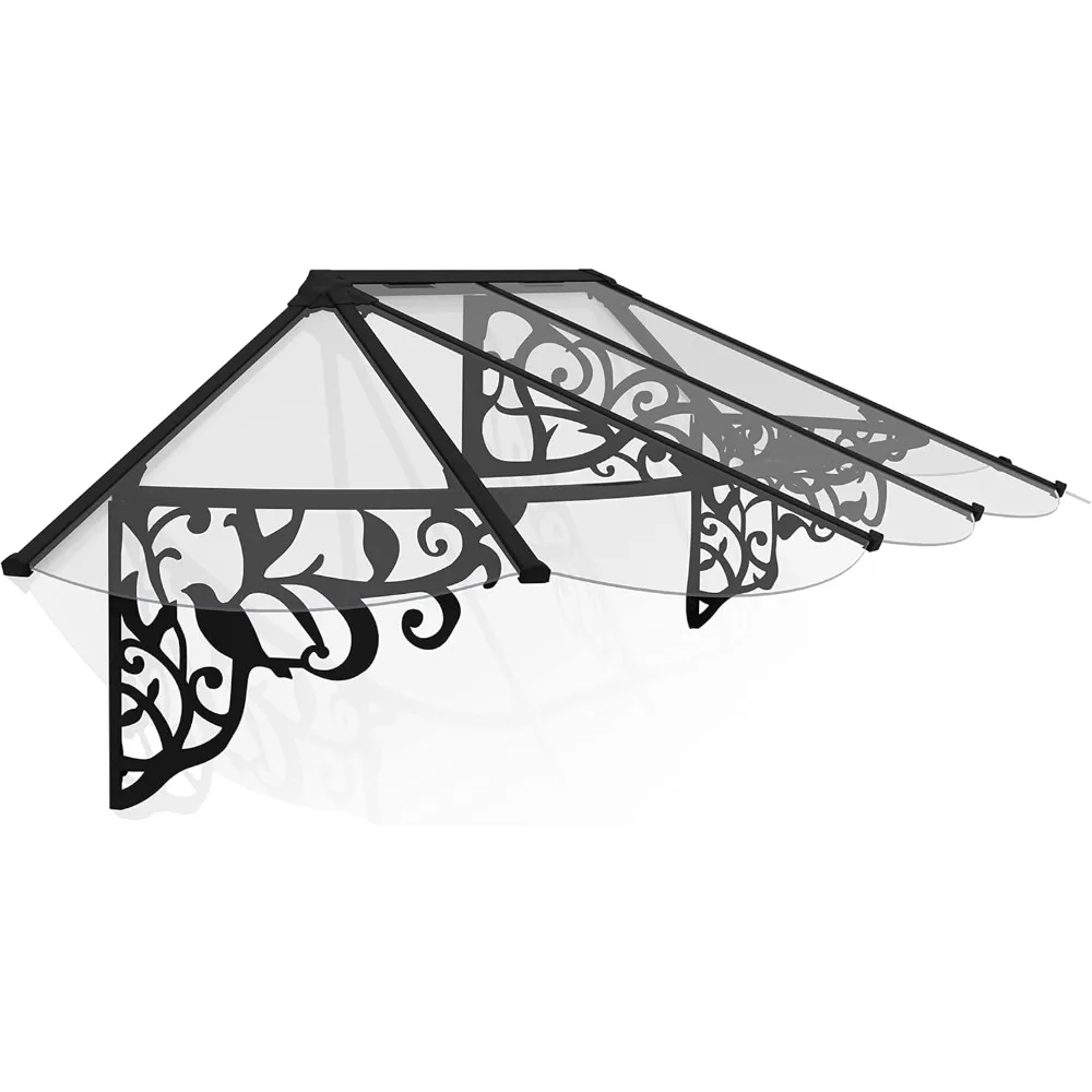 9x3 deurluifel voor deuringang, hoogwaardige polycarbonaat raamluifel met doorzichtige zonnepanelen, UV-bescherming, weer