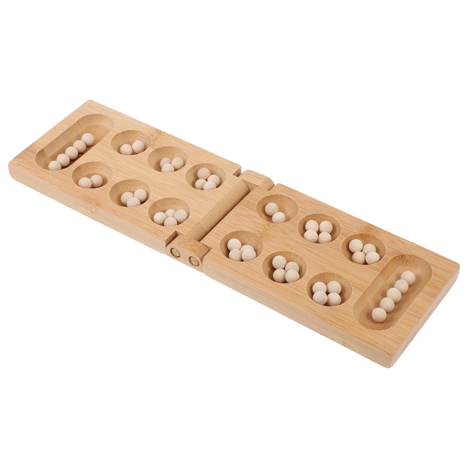 

Mancala Board Puzzle Chess Bamboo Folding Design Kids Toy Travel Fun Party Lightweight Smooth