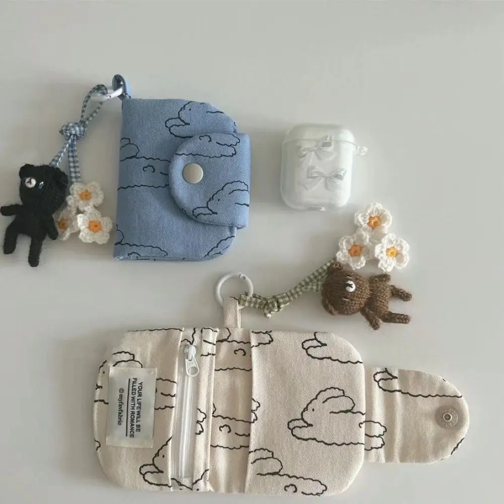 New Cute Student Coin Purse Portable Fashion Wallet Card Holder Multi Layer Card Bag Canvas Small Storage Bag