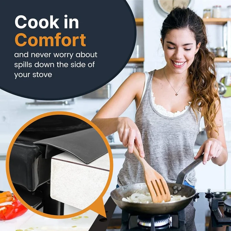2pcs Silicone Gap Embedding Strip Anti Oil Fouling High Temperature Resistant T Sealing Strip for Kitchen Gas Stove Countertop