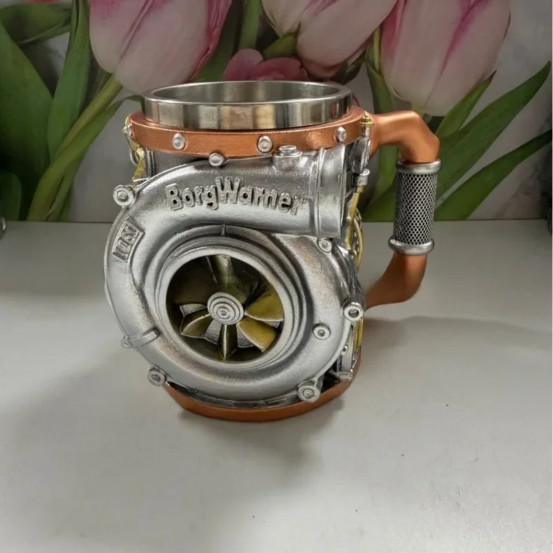 Creative Turbo Engine Design Stainless Steel Resin Mug Unique Coffee Tumbler Drinkware Gift for Car Lovers for Home Office