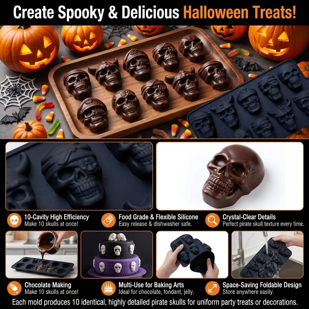 แม่พิมพ์ซิลิโคนรูปหัวกะโหลก 10 - Silicone Mold Baking บทวิจารณ์และราคา