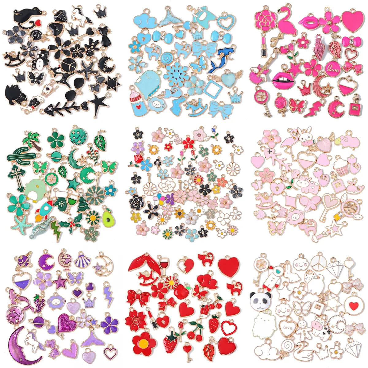 20 Pieces of Alloy Oil Droplet Pendants Randomly Mixed with Two Color Schemes, DIY Made Bracelets, Necklaces, Accessories, Mater