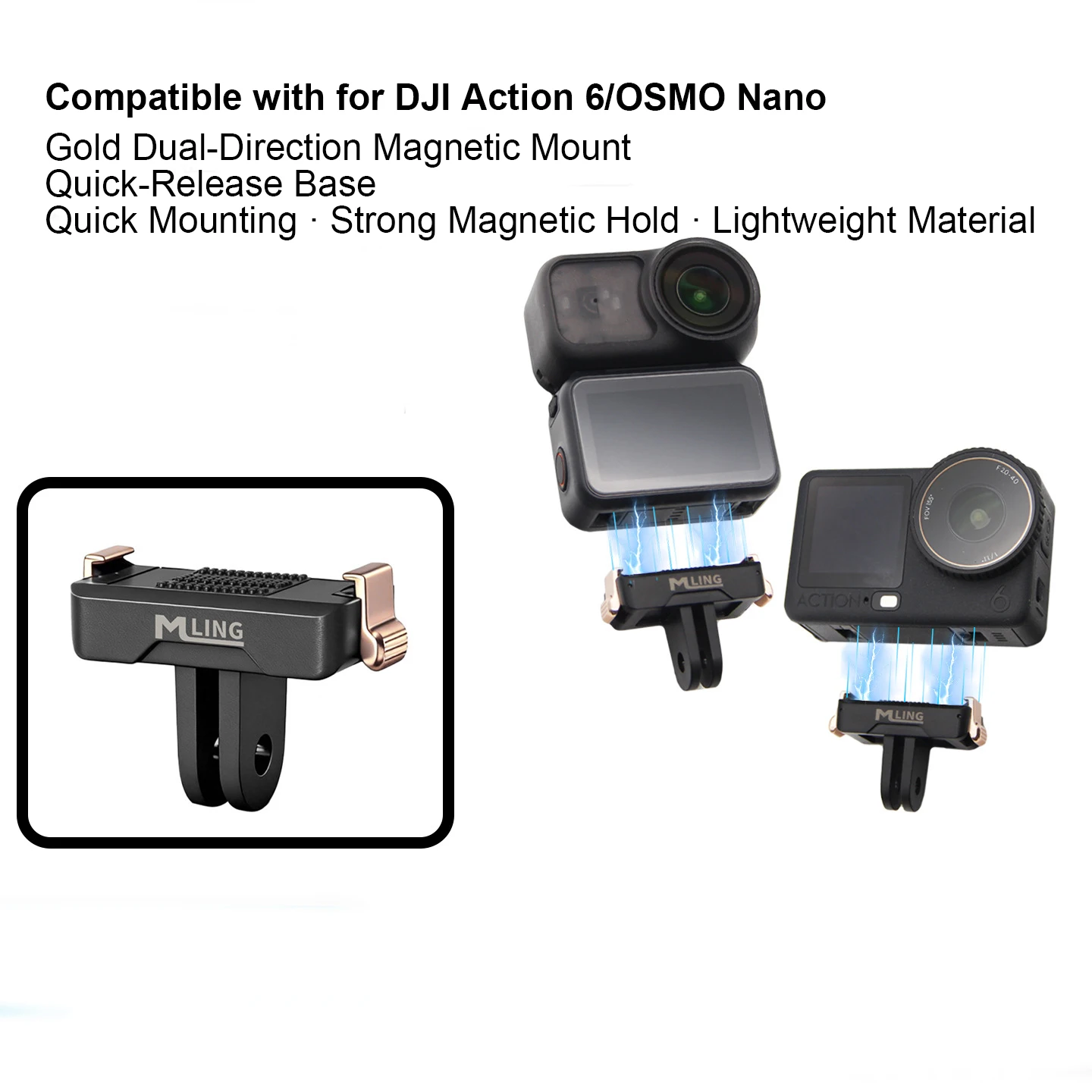 Metal Magnetic Camera Mounting Base with Two-claw interface Quick Release Mount for DJI osmo action6 for dji osmo nano Camera