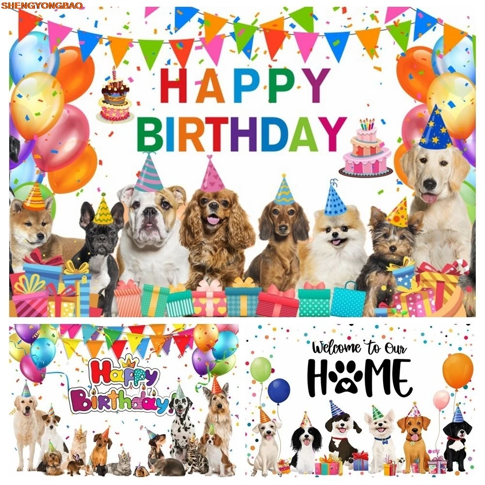 Latar Belakang Selamat Ulang Tahun Hewan Peliharaan Balon Pesta Hewan Peliharaan Potret Fotografi Latar Belakang Dekorasi Spanduk Poster Foto Studio Alat Peraga Photobooth