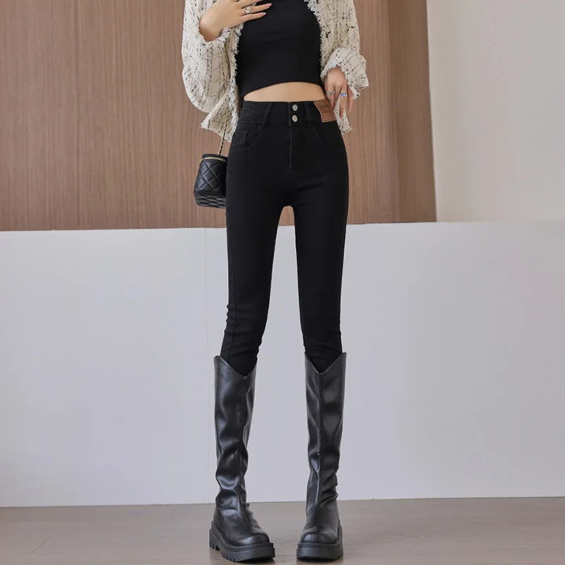 High-waist Slim Denim Women's Jeans Pencil Pants 2023 Elastic Boot Cover Tight Pencil Trousers Skinny Jean Shoes for Women