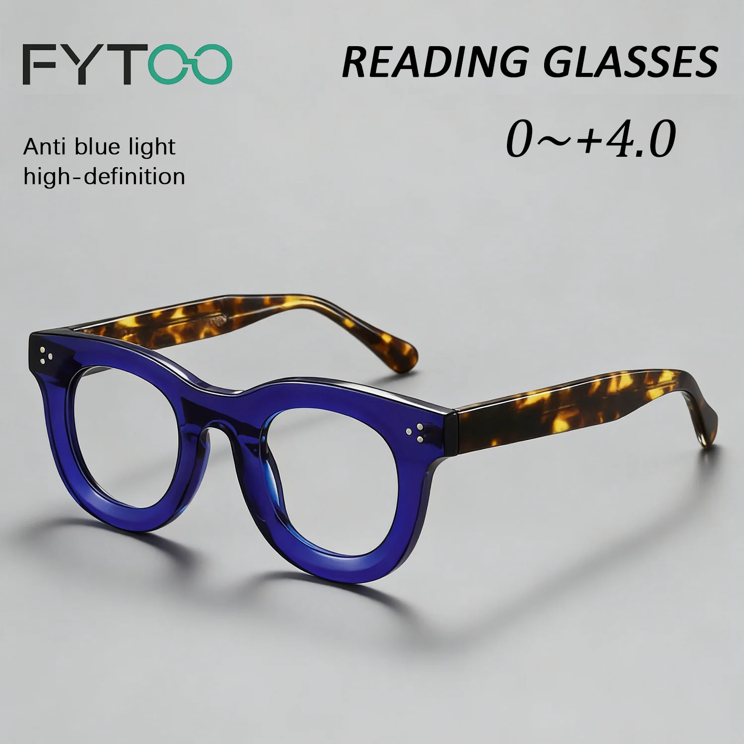 

Очки для чтения FYTOO из ацетата с защитой от синего света, модные компьютерные очки +0~+4.0 для мужчин и женщин 2052-01