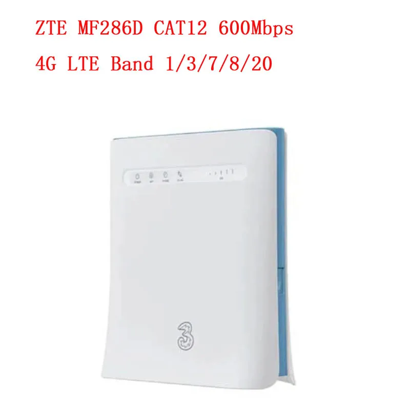 ZTE MF286D 4G LTE Router Wifi With 4G CPE Routers WiFi Hotspot Router with Sim Card Slot 2pcs antennas CAT12 600Mbps