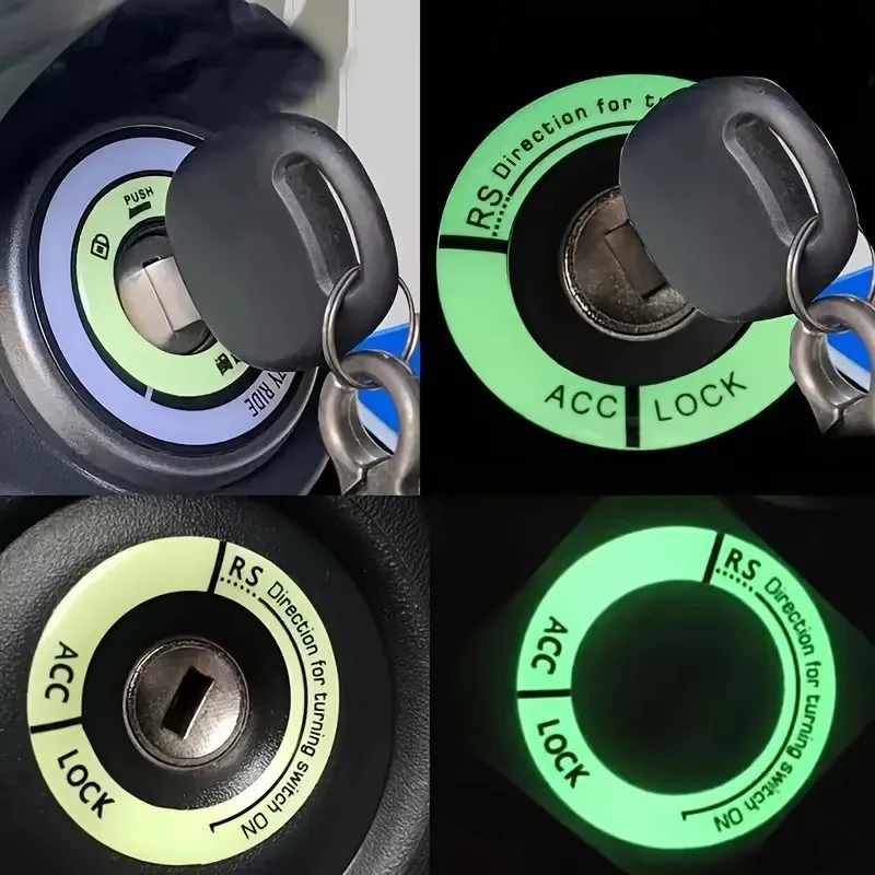 1/2/3/4pcs Luminous PE Switch Ring Stickers Universal For Car Motorcycle Keyhole Dashboard Interior Decor Christmas Gift