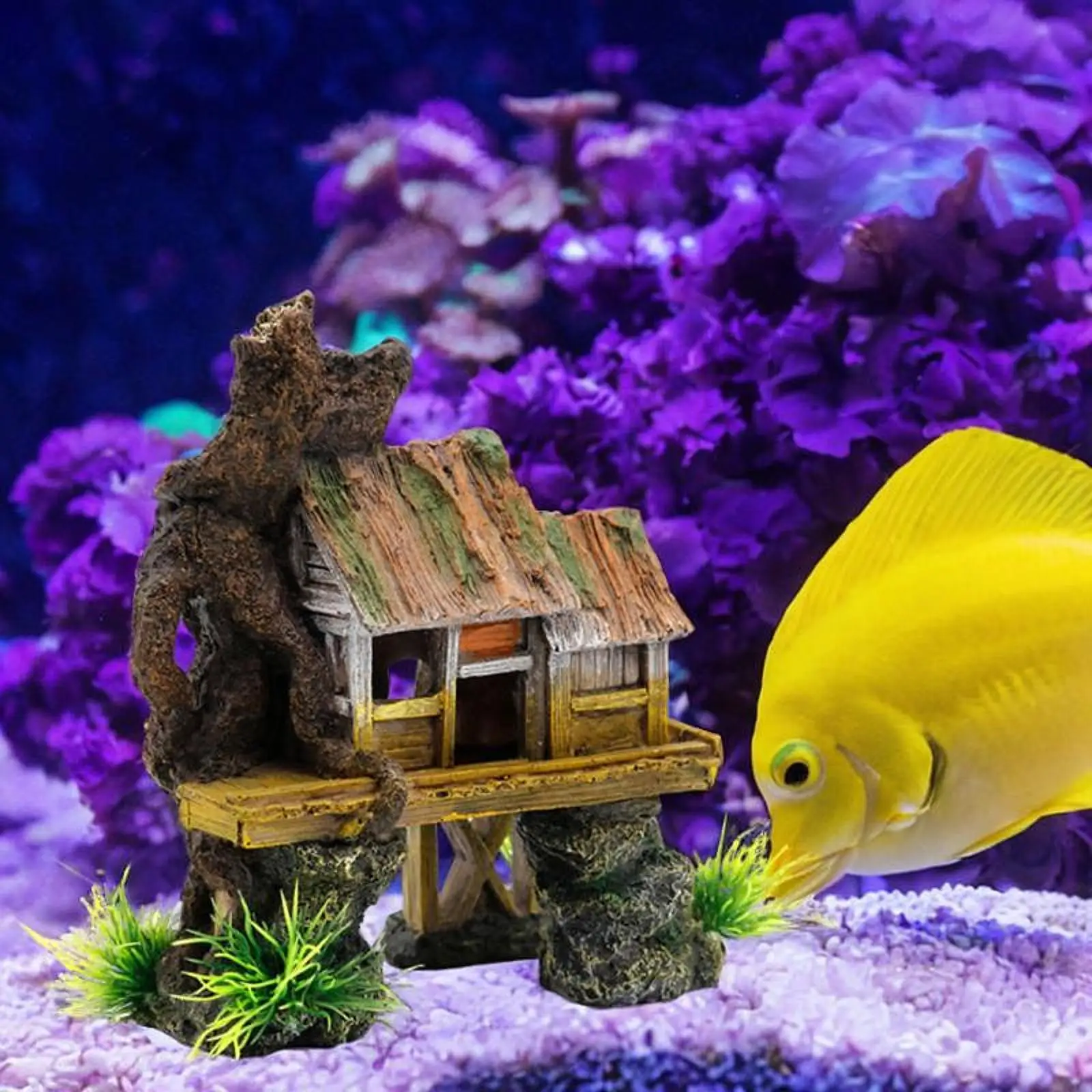 Fish Tank Decoration Artificial Fish Reptile House Hiding Snails Aquascaping